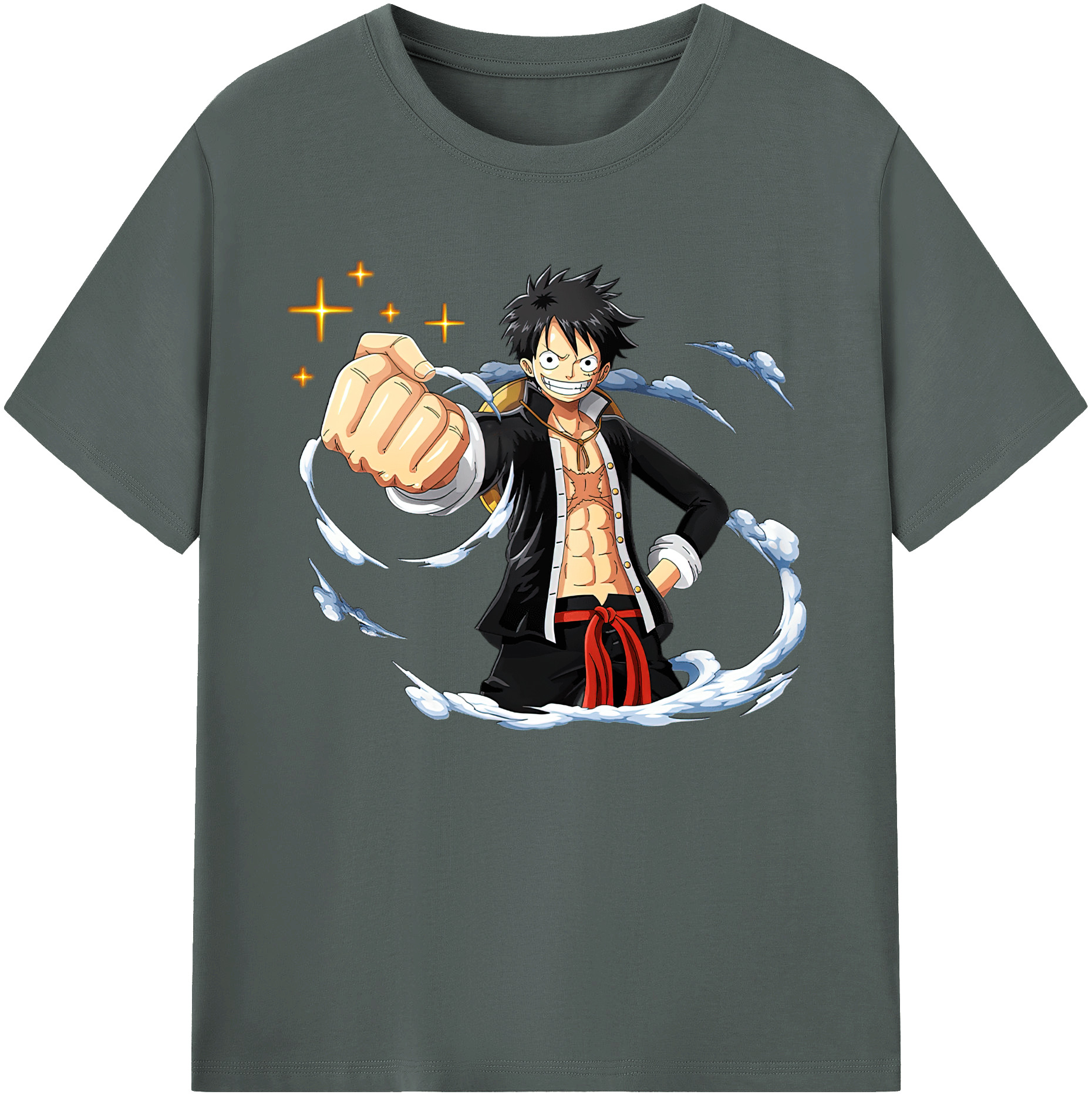 ワンピース モンキー・D・ルフィ ONE PIECE Monkey D. Luffy 綿100％ メンズ半袖Tシャツ｜肌触りやわらか＆通気性